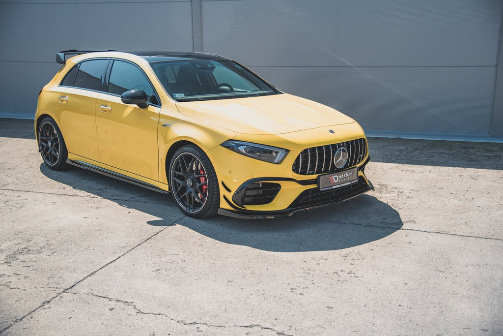 Maxton Design Street+ Spoilerlippe Front Ansatz V.1 passend für Mercedes-AMG A 45 S Aero Pack W177 schwarz Hochglanz