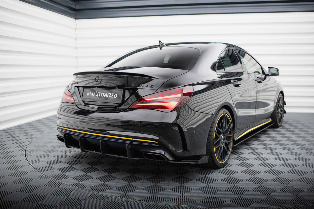 Maxton Design Street Pro Heck Ansatz Flaps Diffusor + Flaps passend für Mercedes-AMG CLA 45 C117 Facelift schwarz Hochglanz