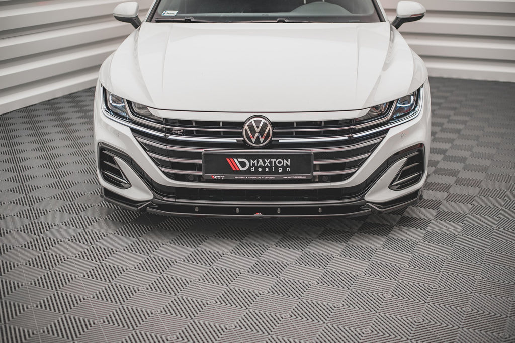 Maxton Design Street+ Spoilerlippe Front Ansatz V.1 passend für VW Arteon R-Line Limousine / Shooting Brake Mk1 Facelift schwarz Hochglanz