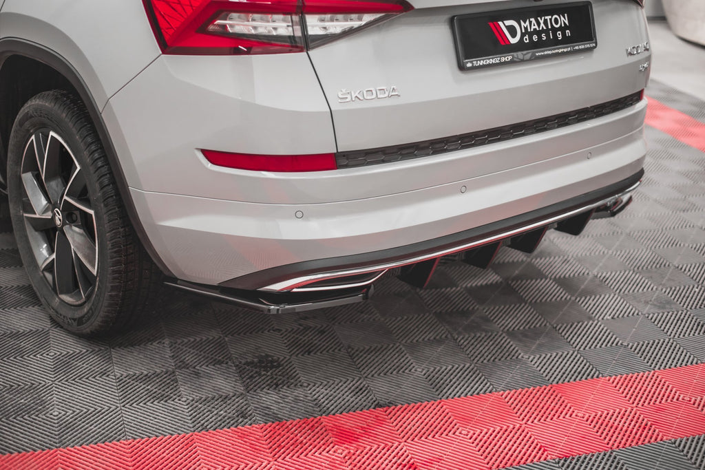 Maxton Design Diffusor Heck Ansatz passend für Skoda Kodiaq Sportline Mk1 / Mk1 Facelift schwarz Hochglanz