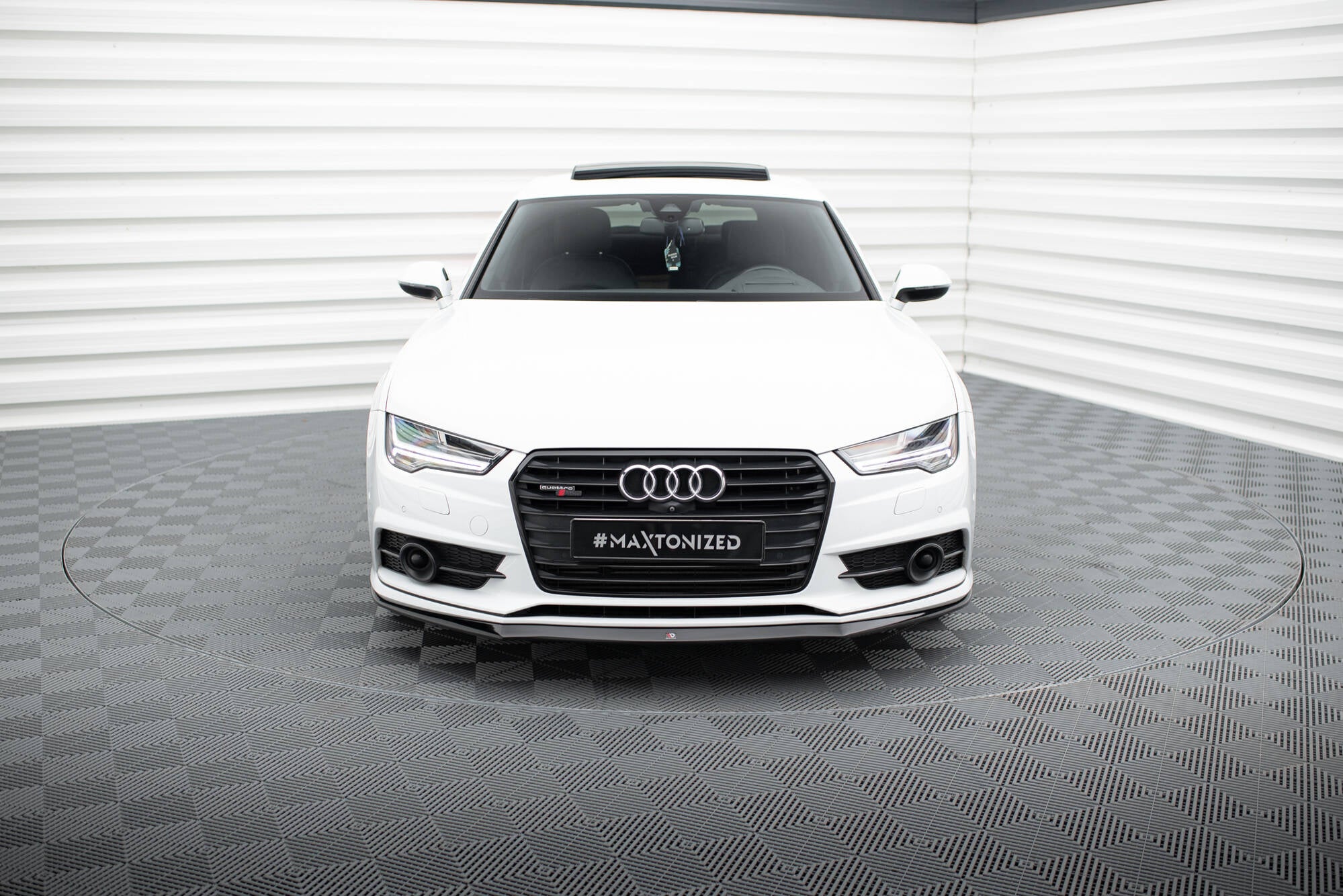 Maxton Design Street+ Spoilerlippe Front Ansatz passend für Audi S7 / A7 S-Line C7 FL schwarz Hochglanz