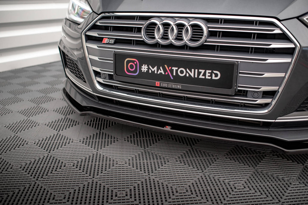 Maxton Design Street+ Spoilerlippe Front Ansatz V.1 passend für Audi S5 / A5 S-Line F5 Coupe / Sportback schwarz Hochglanz