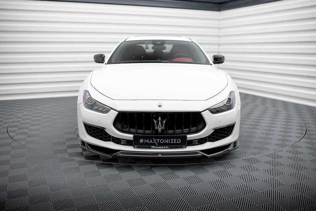 Maxton Design Street+ Spoilerlippe Front Ansatz V.2 passend für Maserati Ghibli Mk3 Facelift schwarz Hochglanz
