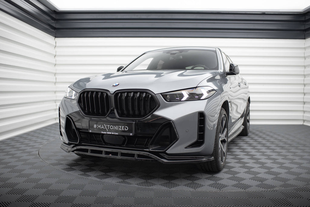 Maxton Design Street+ Spoilerlippe Front Ansatz V.1 passend für BMW X6 M-Paket G06 Facelift schwarz Hochglanz