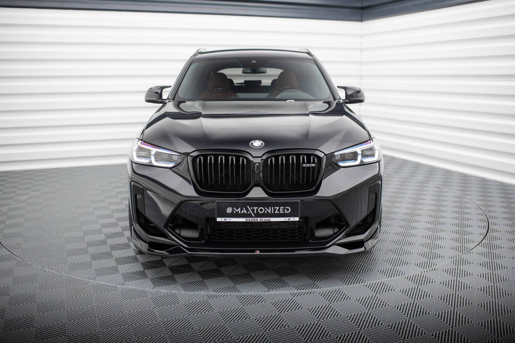 Maxton Design Street+ Spoilerlippe Front Ansatz V.2 passend für BMW X3 M F97 Facelift schwarz Hochglanz