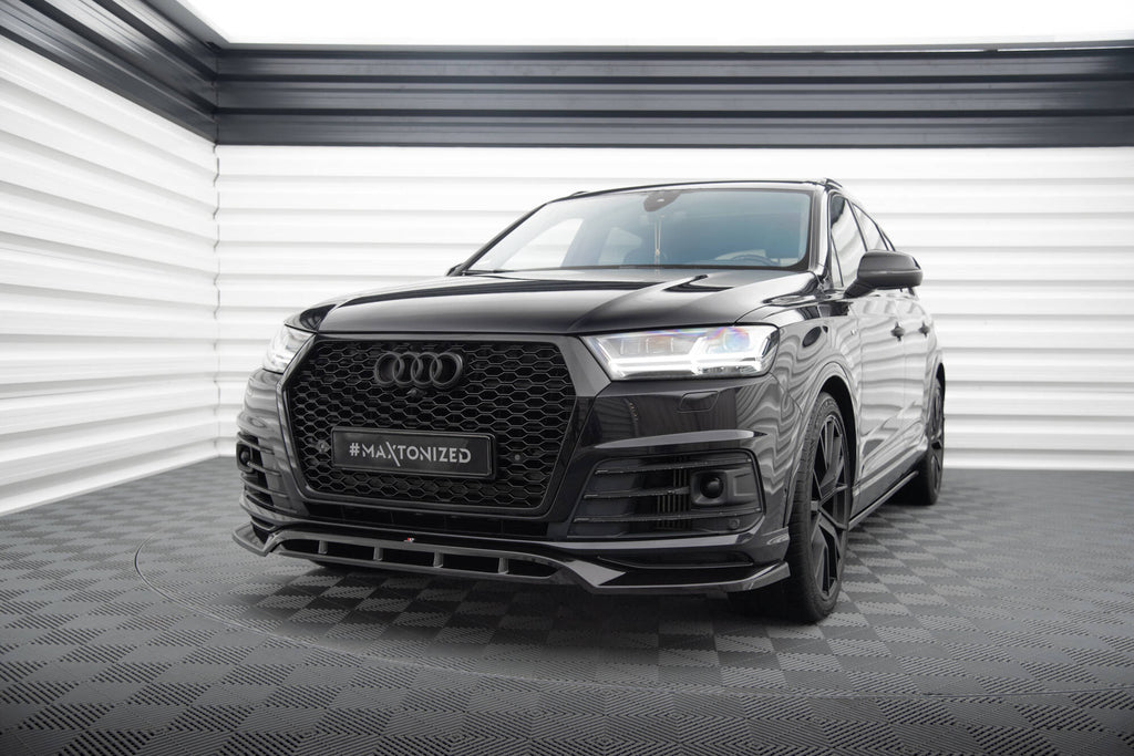 Maxton Design Street+ Spoilerlippe Front Ansatz V.2 passend für Audi SQ7 / Q7 S-Line Mk2 schwarz Hochglanz