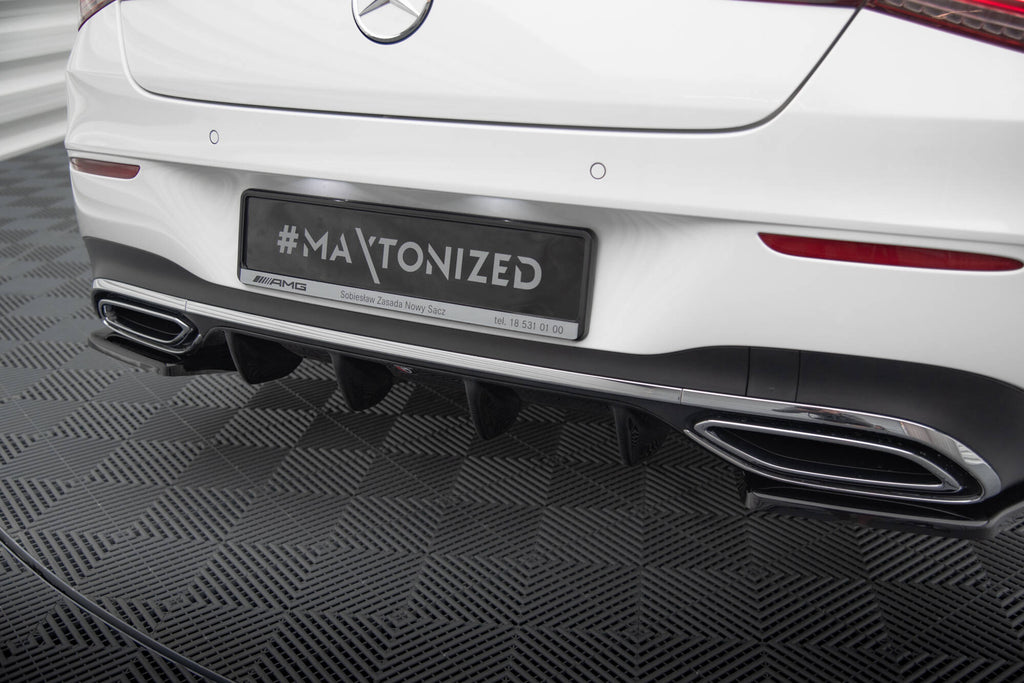 Maxton Design Diffusor Heck Ansatz passend für Mercedes-Benz CLA AMG-Line X118 schwarz Hochglanz