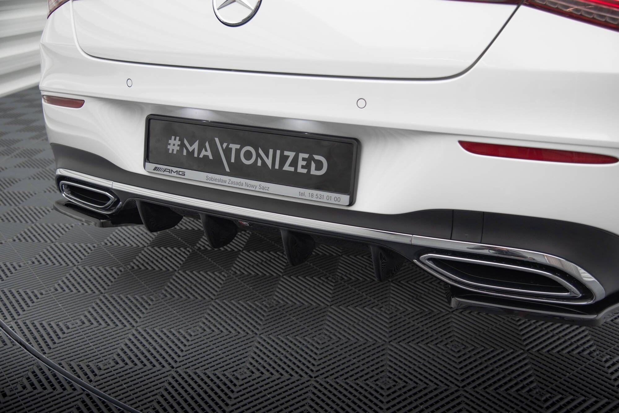 Maxton Design Diffusor Heck Ansatz passend für Mercedes-Benz CLA AMG-Line X118 schwarz Hochglanz