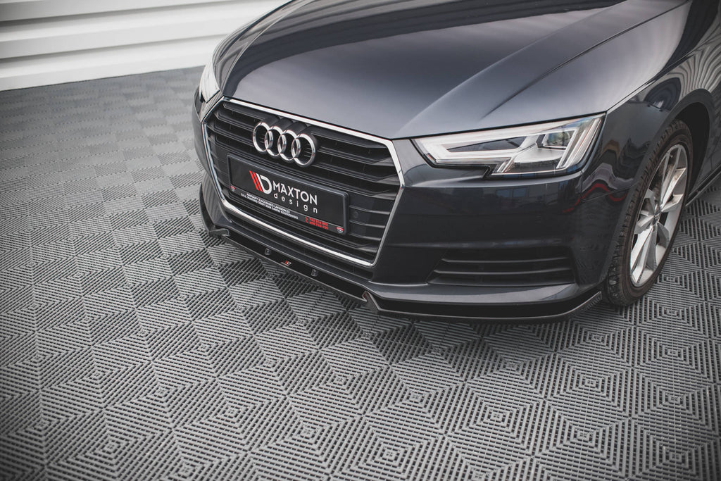 Maxton Design Street+ Spoilerlippe Front Ansatz V.1 passend für Audi A4 B9 schwarz Hochglanz