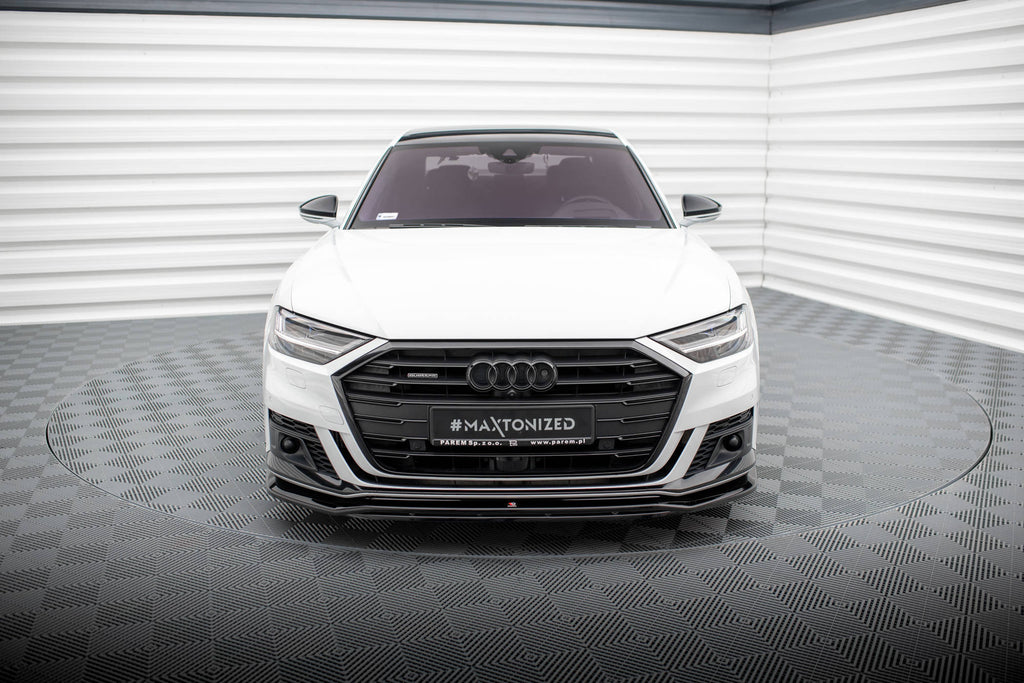 Maxton Design Street+ Spoilerlippe Front Ansatz V.1 passend für Audi S8 / A8 S-Line D5 schwarz Hochglanz
