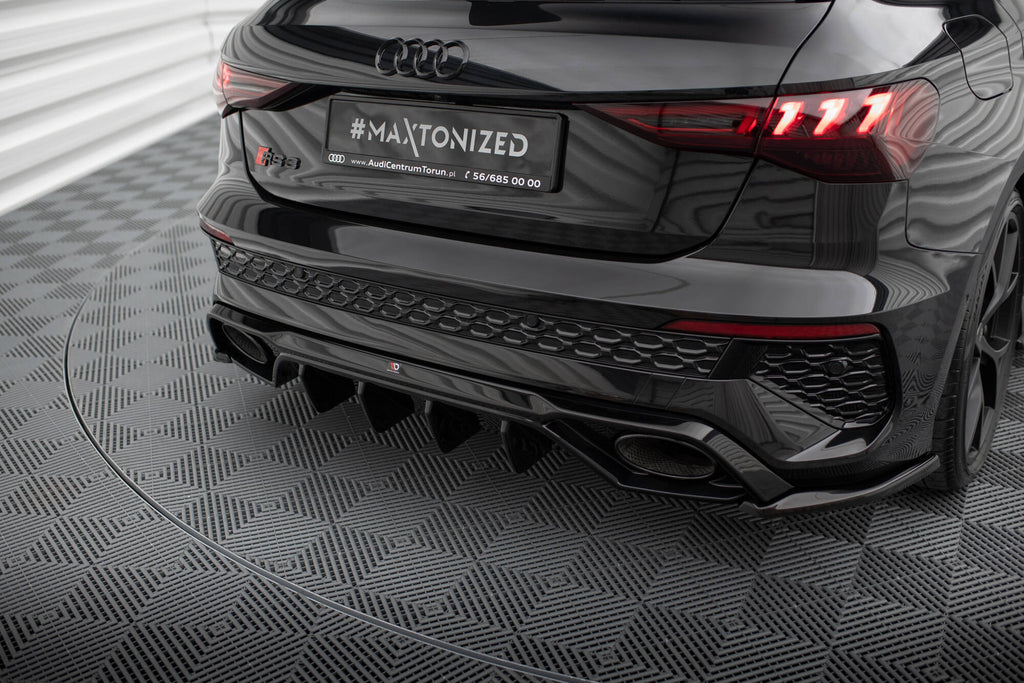 Maxton Design Heck Ansatz Flaps Diffusor V.2 passend für Audi RS3 Sportback 8Y schwarz Hochglanz