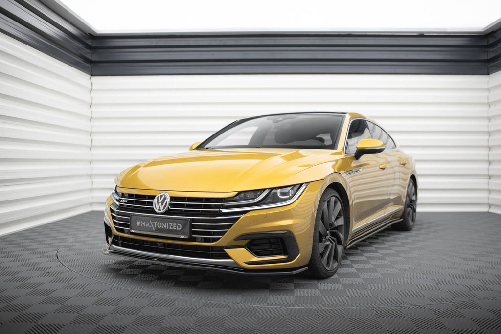 Maxton Design Street+ Spoilerlippe Front Ansatz V.1 passend für VW Arteon R-Line Limousine / Shooting Brake Mk1 schwarz Hochglanz