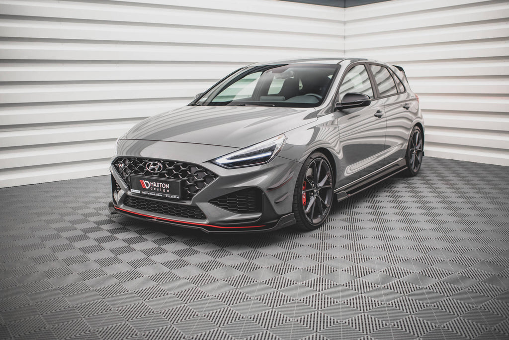 Maxton Design Street+ Spoilerlippe Front Ansatz V.3 passend für Hyundai I30 N / I30 N-Line Hatchback/Fastback Mk3 Facelift schwarz Hochglanz