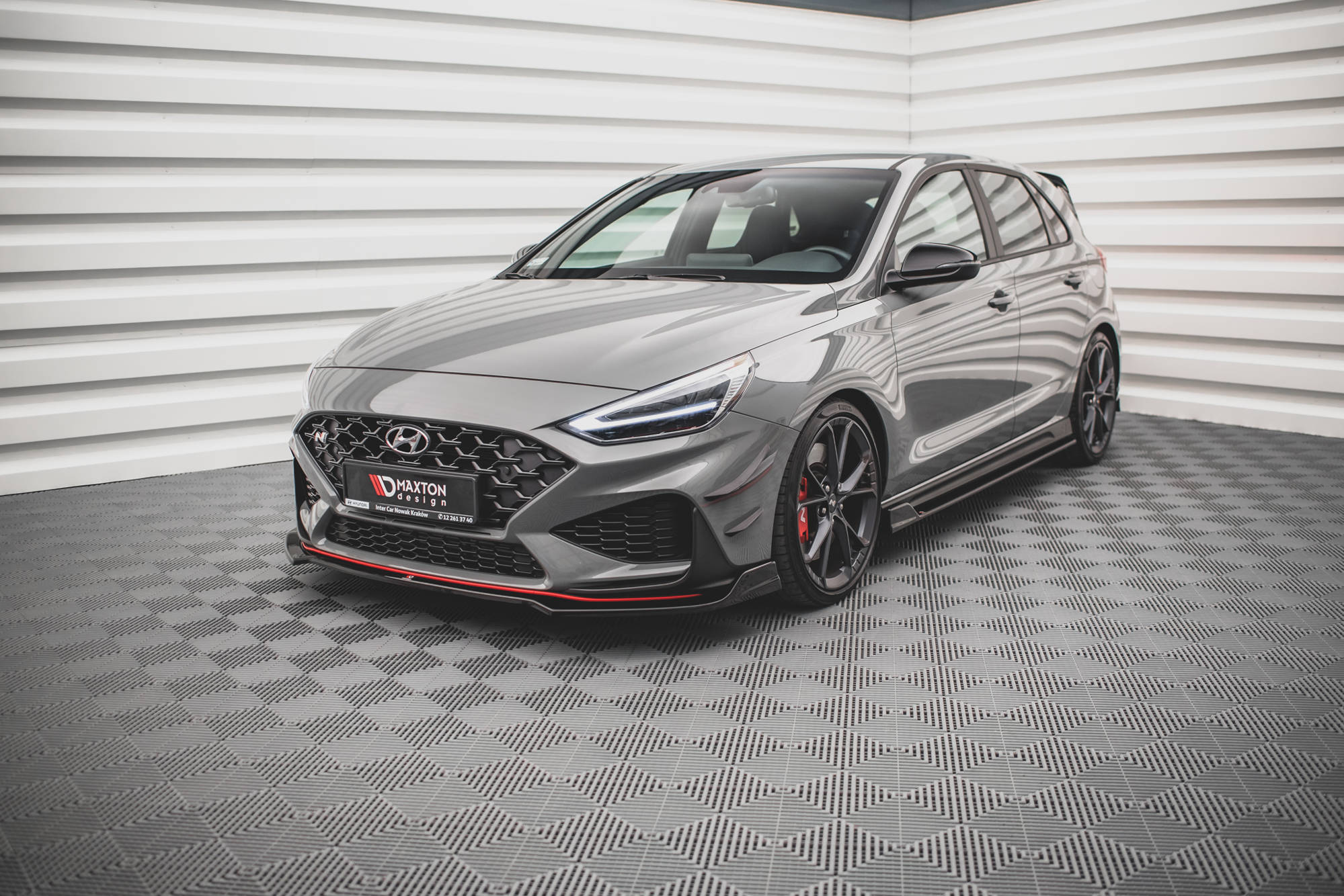 Maxton Design Street+ Spoilerlippe Front Ansatz V.3 passend für Hyundai I30 N / I30 N-Line Hatchback/Fastback Mk3 Facelift schwarz Hochglanz