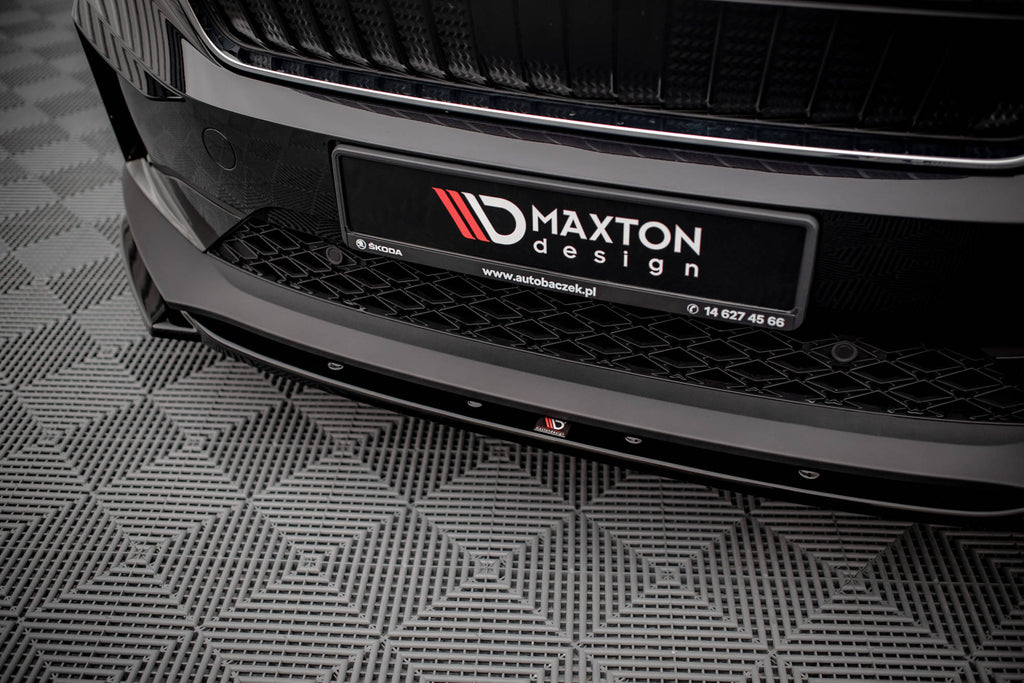 Maxton Design Street+ Spoilerlippe Front Ansatz V.3 passend für Skoda Enyaq iV schwarz Hochglanz