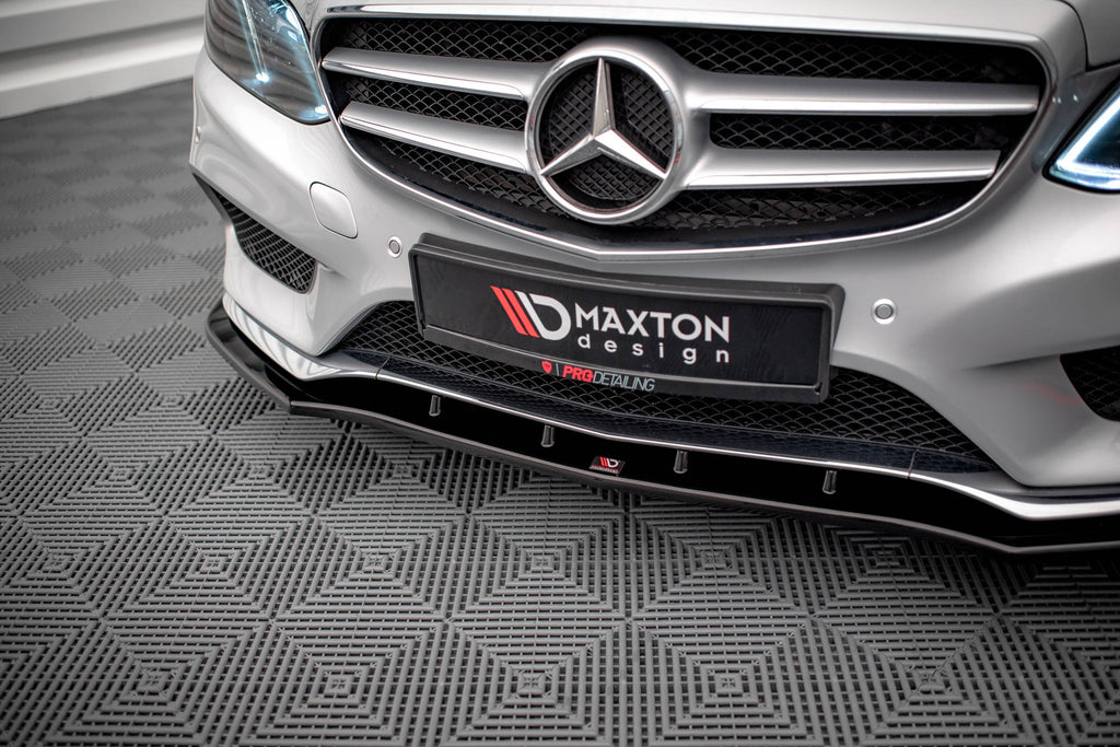 Maxton Design Street+ Spoilerlippe Front Ansatz V.1 passend für Mercedes-Benz E AMG-Line Limousine W212 Facelift schwarz Hochglanz