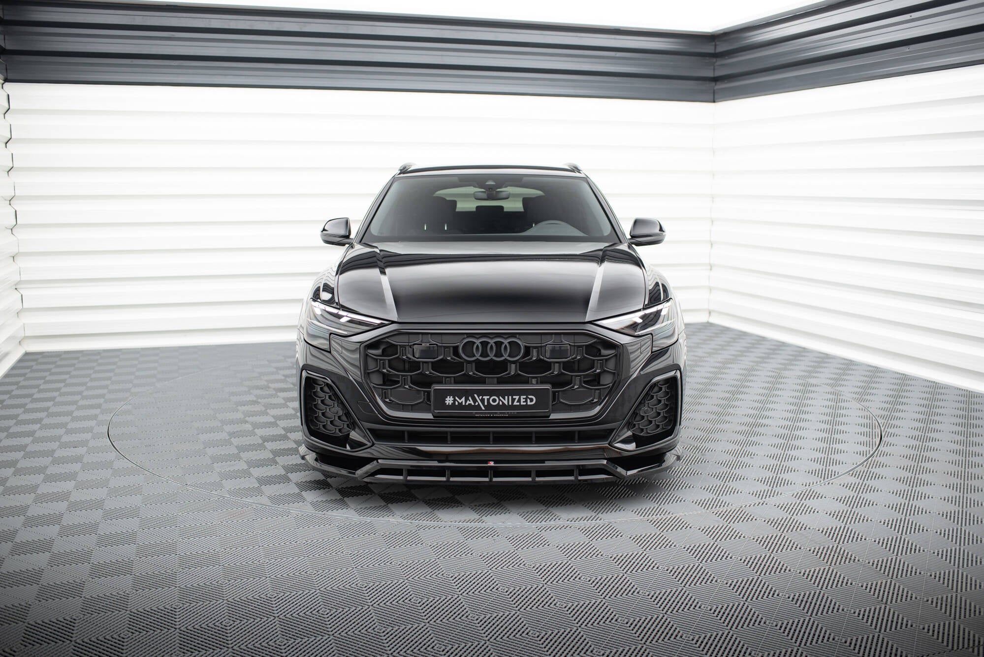 Maxton Design Street+ Spoilerlippe Front Ansatz passend für Audi SQ8 / Q8 S-Line Mk1 Facelift schwarz Hochglanz