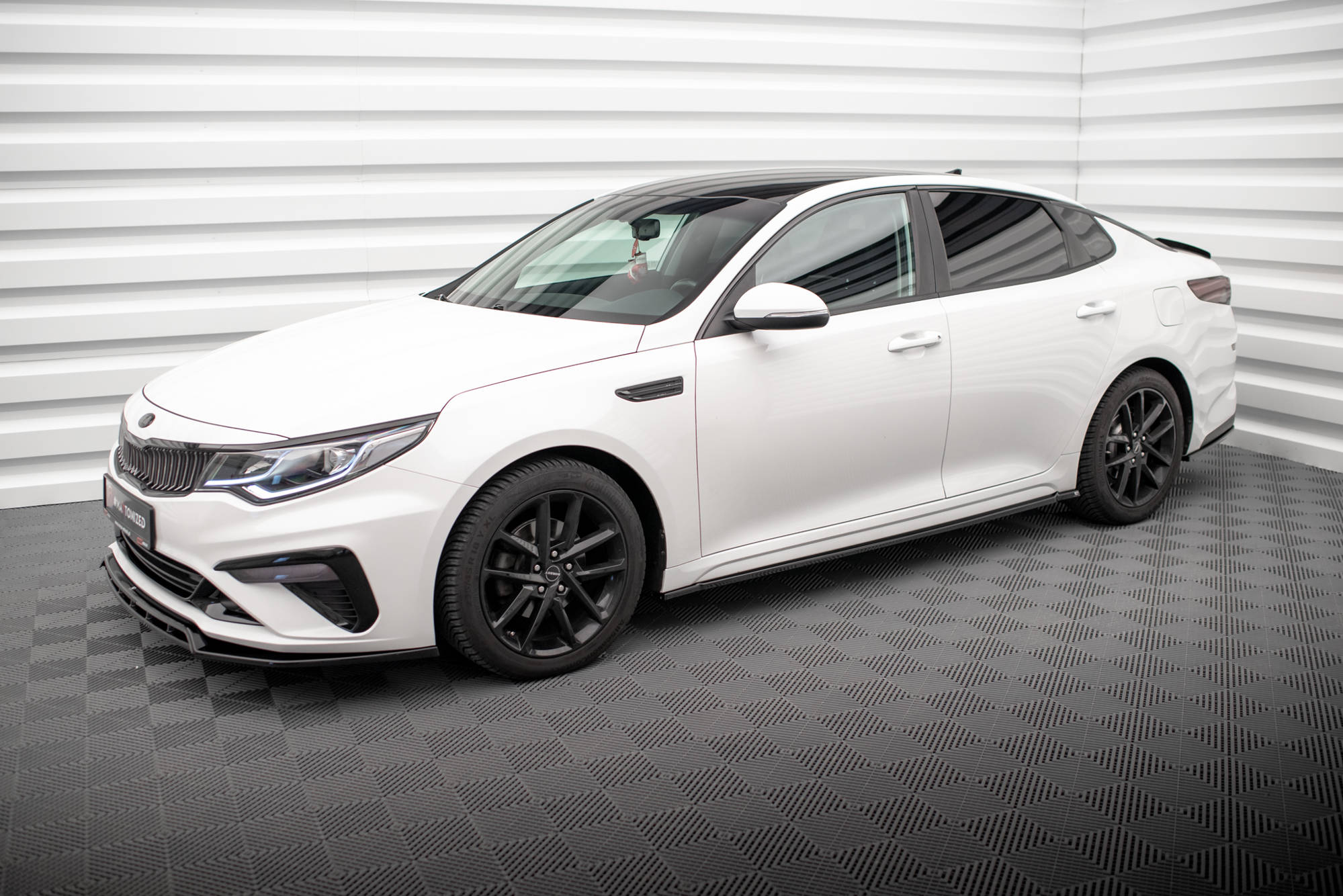 Maxton Design Street+ Seitenschweller Leisten passend für Kia Optima Mk4 Facelift schwarz Hochglanz