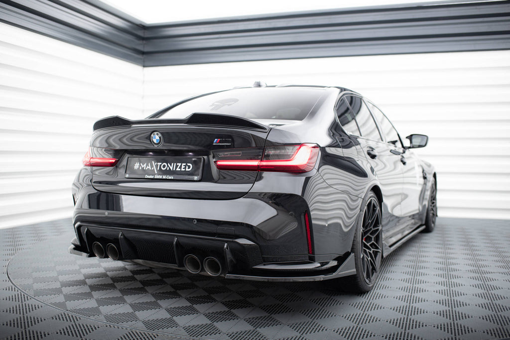Maxton Design Heck Ansatz Flaps Diffusor V.3 passend für CSL Look BMW M3 Limousine / Touring G80 / G81 schwarz Hochglanz