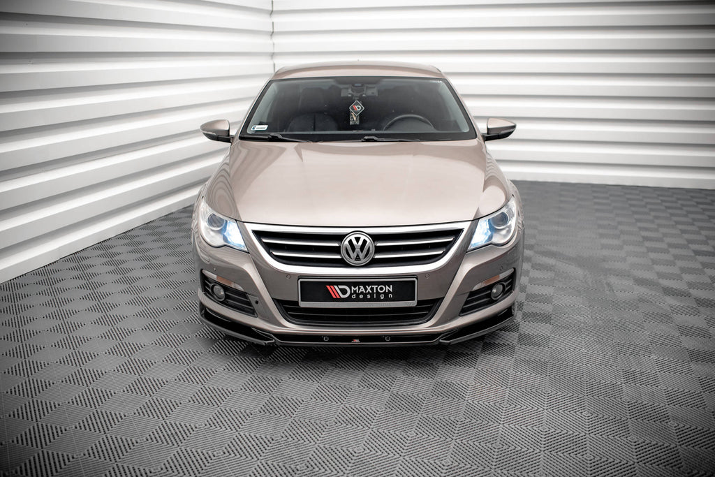 Maxton Design Street+ Spoilerlippe Front Ansatz V.4 passend für VW Passat CC schwarz Hochglanz