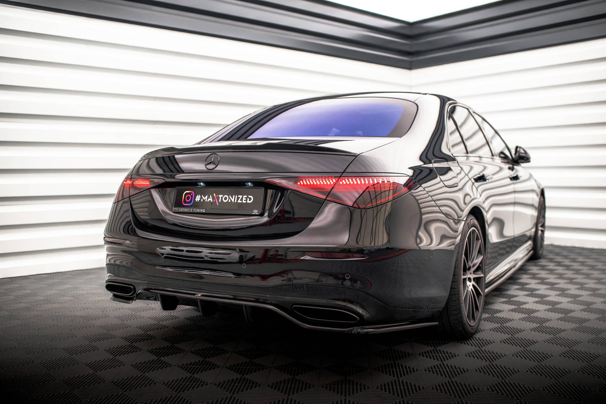 Maxton Design Spoiler CAP 3D passend für Mercedes-Benz S AMG-Line W223 schwarz Hochglanz