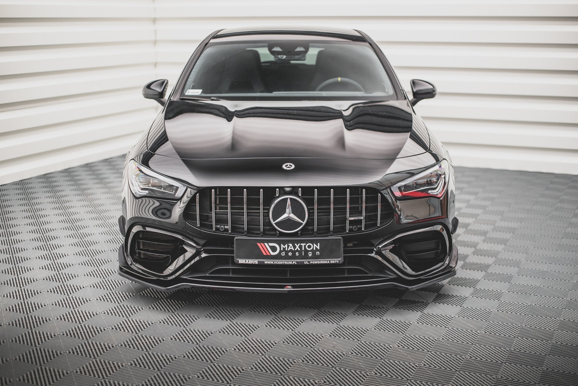 Maxton Design Street+ Spoilerlippe Front Ansatz V.1 passend für Mercedes-AMG CLA 45 Aero C118 schwarz Hochglanz