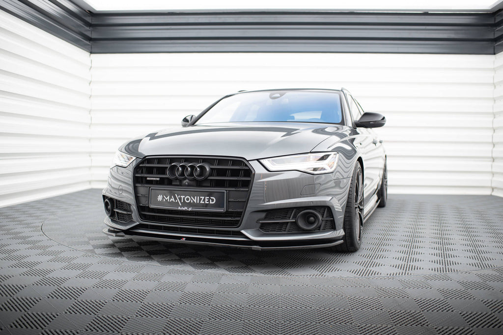 Maxton Design Street+ Spoilerlippe Front Ansatz V.1 passend für Audi A6 / A6 C7 S-line/ S6 C7 Facelift schwarz Hochglanz