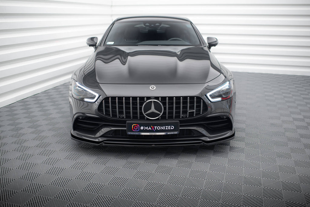 Maxton Design Street+ Spoilerlippe Front Ansatz V.2 passend für Mercedes-AMG GT 53 4-Door Coupe X290 schwarz Hochglanz