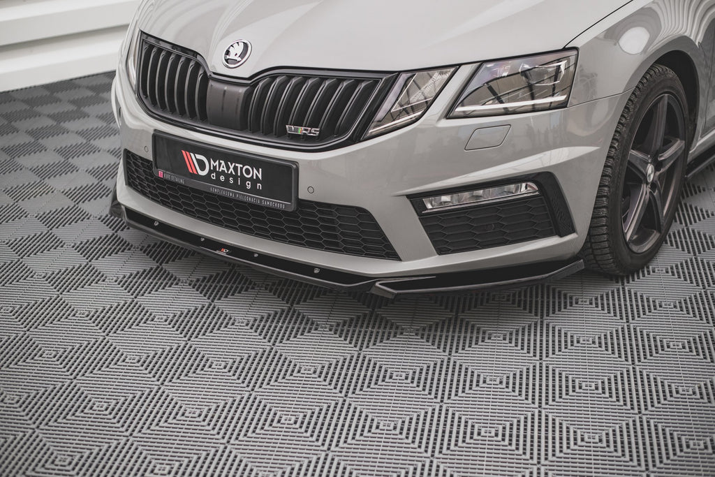 Maxton Design Street+ Spoilerlippe Front Ansatz V.3 passend für Skoda Octavia RS Mk3 Facelift schwarz Hochglanz