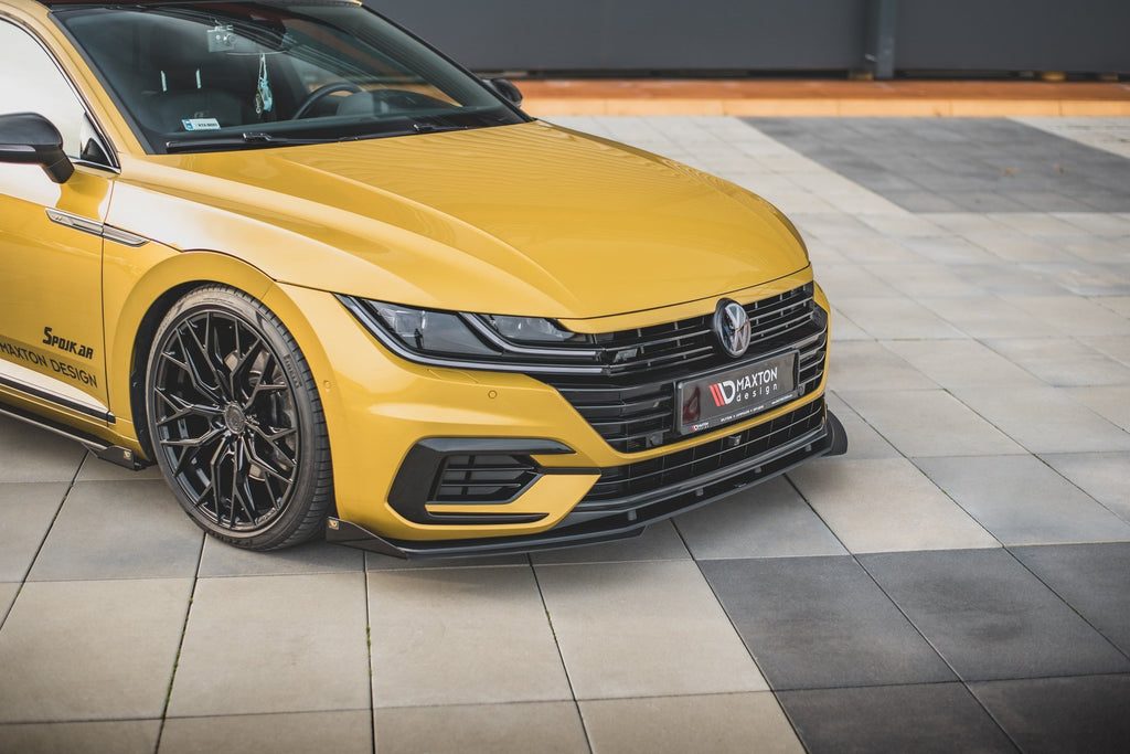 Maxton Design Street Pro Street+ Spoilerlippe Front Ansatz passend für + Flaps passend für VW Arteon R-Line Limousine / Shooting Brake Mk1 schwarz Hochglanz