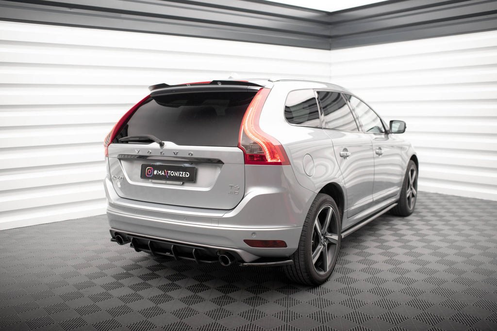 Maxton Design Heck Ansatz Flaps Diffusor passend für Volvo XC60 R-Design Mk1 Facelift schwarz Hochglanz