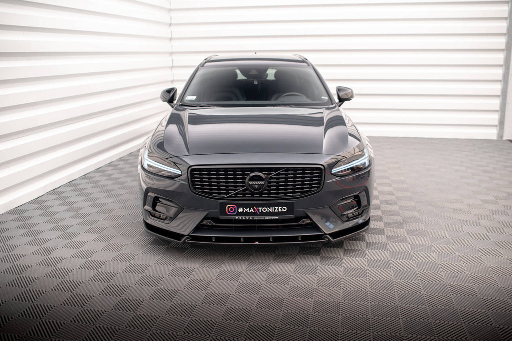 Maxton Design Street+ Spoilerlippe Front Ansatz passend für Volvo V90 / S90 R-Design Mk2 schwarz Hochglanz