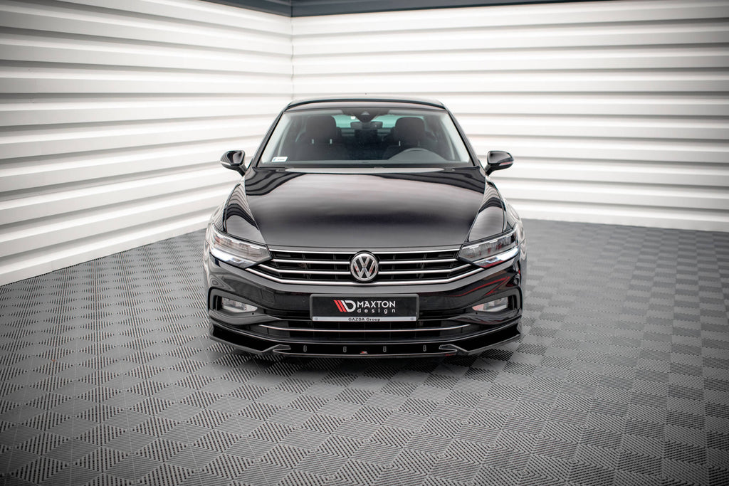 Maxton Design Street+ Spoilerlippe Front Ansatz V.2 passend für VW Passat B8 Facelift schwarz Hochglanz