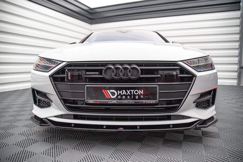 Maxton Design Street+ Spoilerlippe Front Ansatz V.1 passend für Audi A7 C8 schwarz Hochglanz
