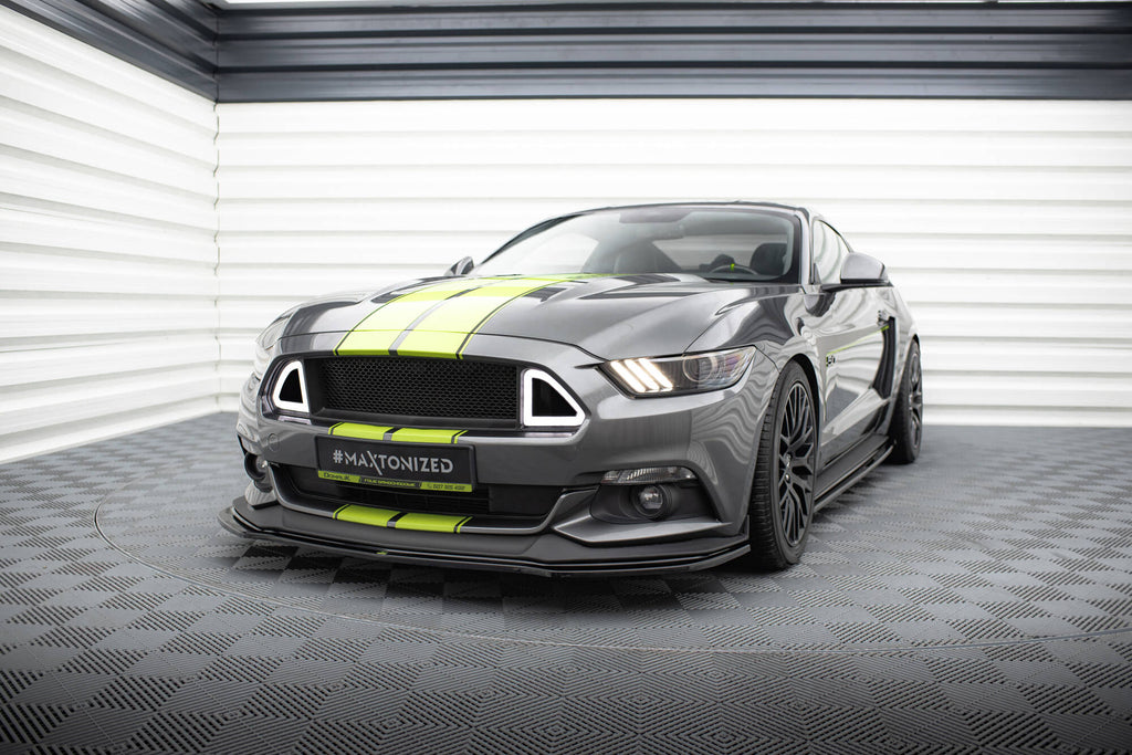 Maxton Design Street+ Spoilerlippe Front Ansatz passend für Ford Mustang GT Mk6 schwarz Hochglanz