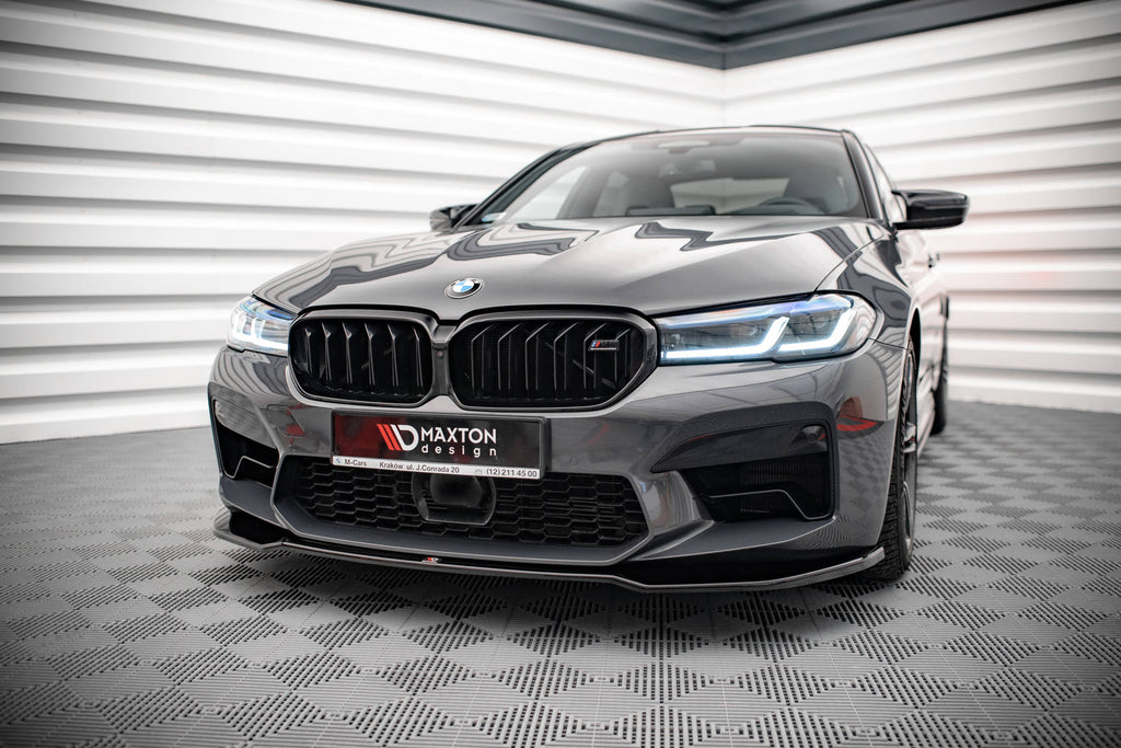 Maxton Design Street+ Spoilerlippe Front Ansatz V.2 passend für BMW M5 F90 Facelift schwarz Hochglanz