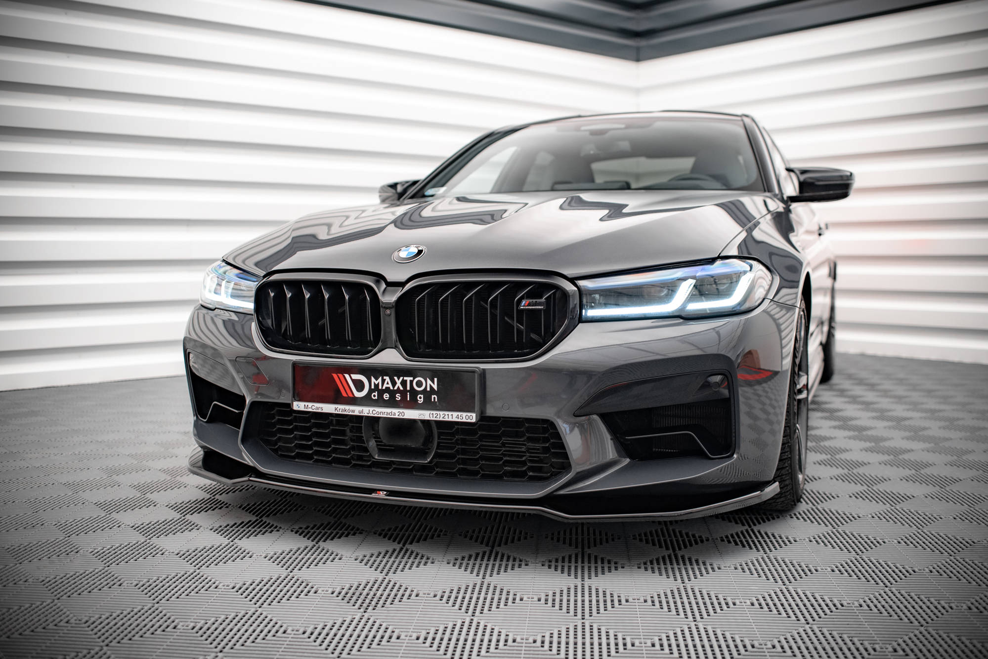 Maxton Design Street+ Spoilerlippe Front Ansatz V.2 passend für BMW M5 F90 Facelift schwarz Hochglanz