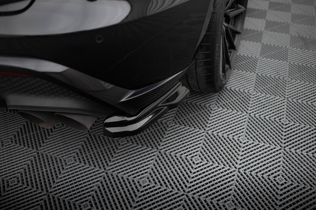 Maxton Design Heck Ansatz Flaps Diffusor passend für Porsche Macan GTS Mk1 Facelift 2 schwarz Hochglanz