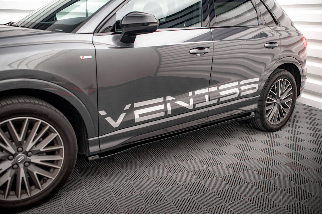 Maxton Design Street+ Seitenschweller Leisten passend für V.1 passend für Audi Q3 S-Line / RSQ3 F3 schwarz Hochglanz