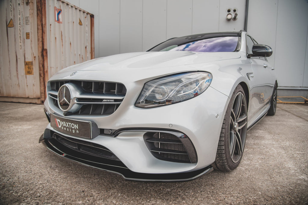 Maxton Design Street+ Spoilerlippe Front Ansatz V.1 passend für Mercedes-Benz E63 AMG Kombi/Limousine S213/W213 schwarz Hochglanz