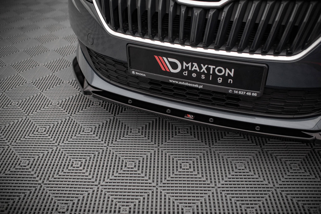 Maxton Design Street+ Spoilerlippe Front Ansatz passend für Skoda Fabia Mk3 Facelift schwarz Hochglanz