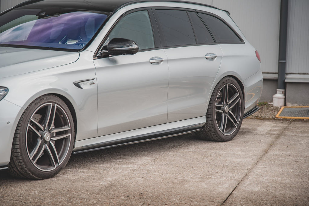Maxton Design Street+ Seitenschweller Leisten passend für Mercedes-Benz E63 AMG Kombi/Limousine S213/W213 schwarz Hochglanz