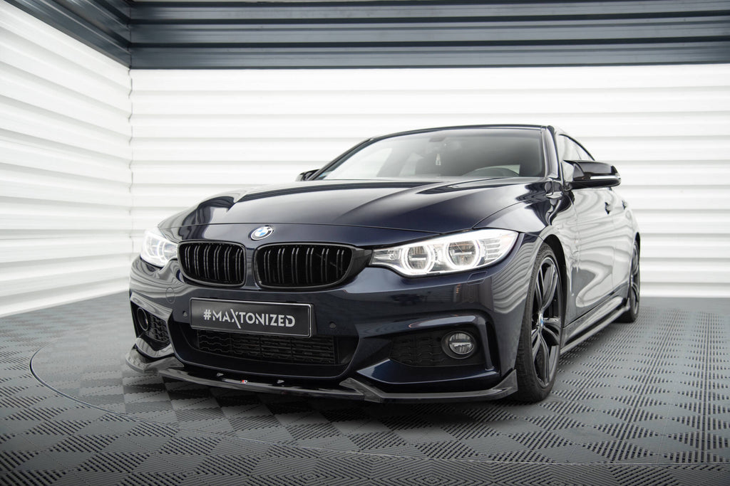 Maxton Design Street+ Spoilerlippe Front Ansatz V.5 passend für BMW 4er Coupe / Gran Coupe / Cabrio M-Paket F32 / F36 / F33 schwarz Hochglanz