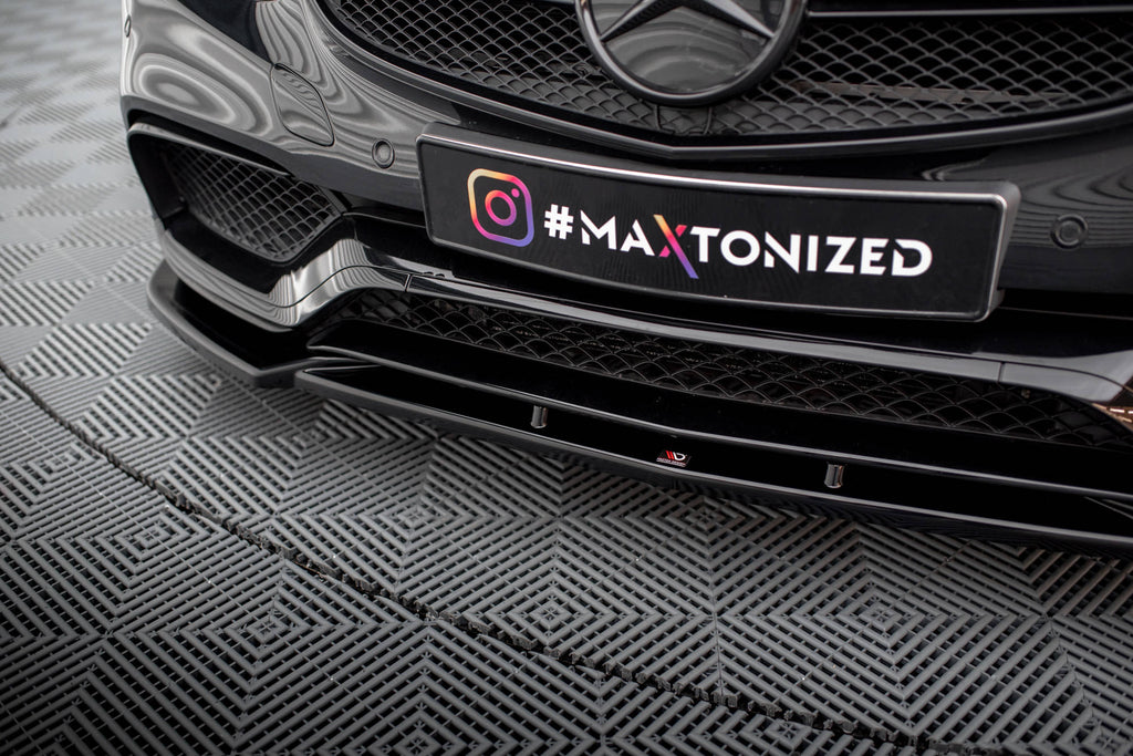 Maxton Design Street+ Spoilerlippe Front Ansatz passend für Mercedes-Benz E63 AMG Limousine W212 Facelift schwarz Hochglanz