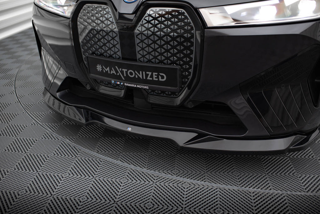Maxton Design Street+ Spoilerlippe Front Ansatz V.2 passend für BMW iX M-Paket i20 schwarz Hochglanz