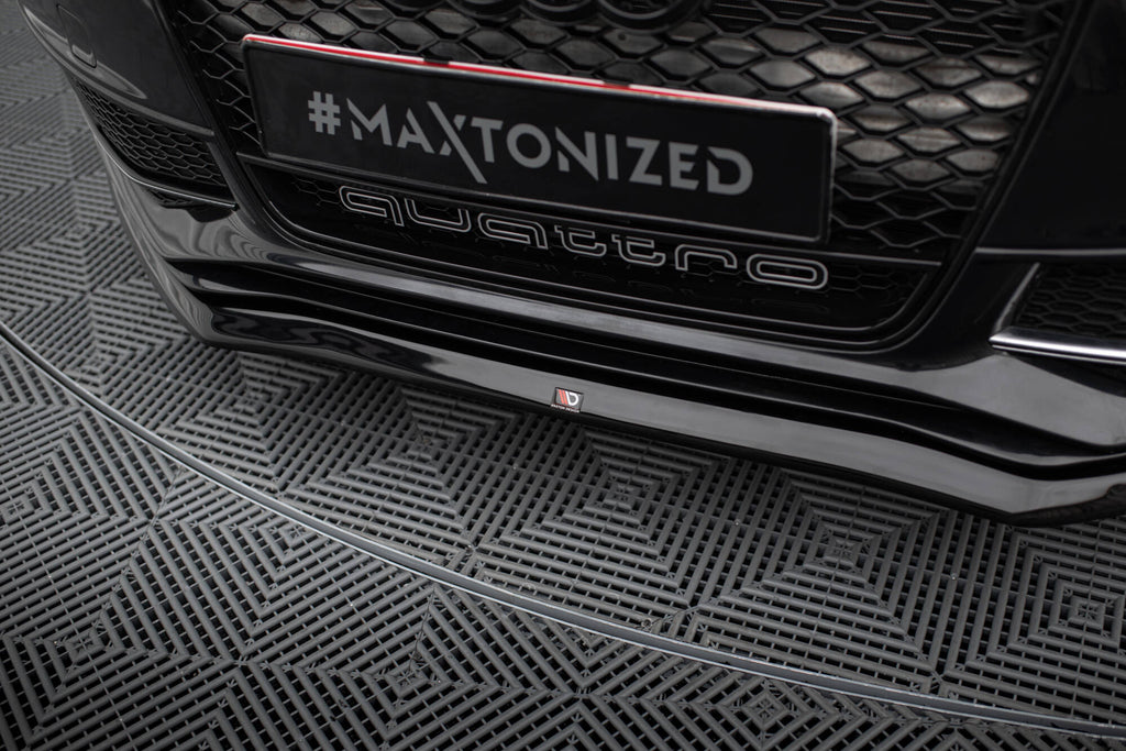 Maxton Design Street+ Spoilerlippe Front Ansatz V.1 passend für Audi A4 S-Line / S4 B8 Facelift schwarz Hochglanz
