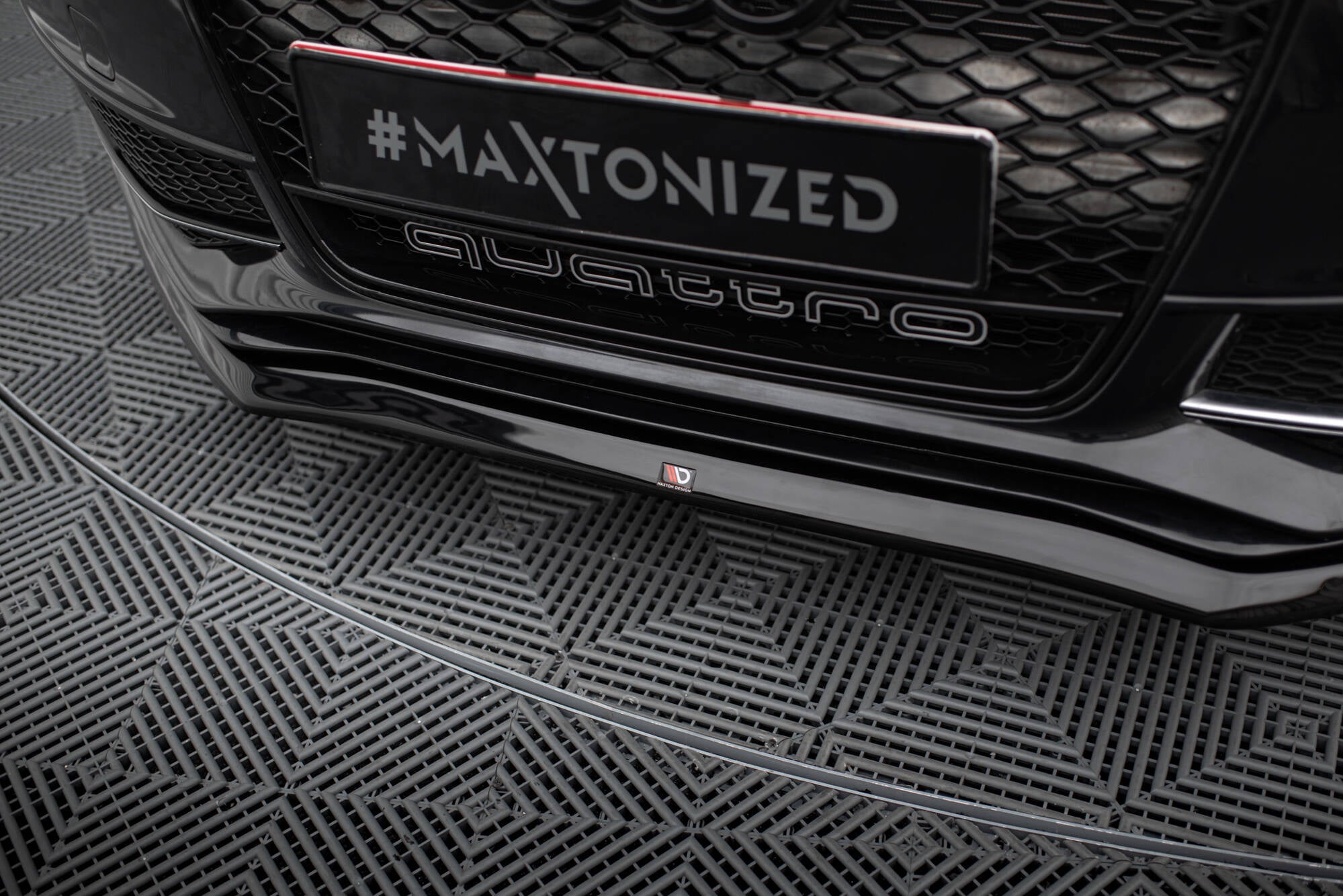 Maxton Design Street+ Spoilerlippe Front Ansatz V.1 passend für Audi A4 S-Line / S4 B8 Facelift schwarz Hochglanz