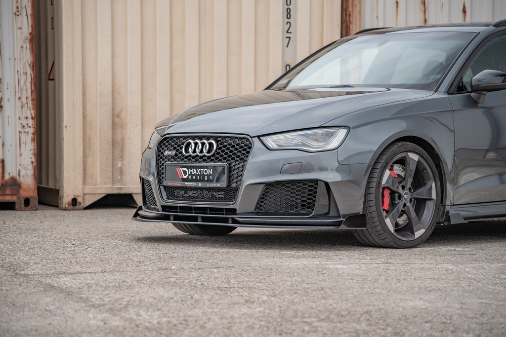 Maxton Design Street Pro Street+ Spoilerlippe Front Ansatz passend für + Flaps passend für Audi RS3 8V Sportback schwarz Hochglanz