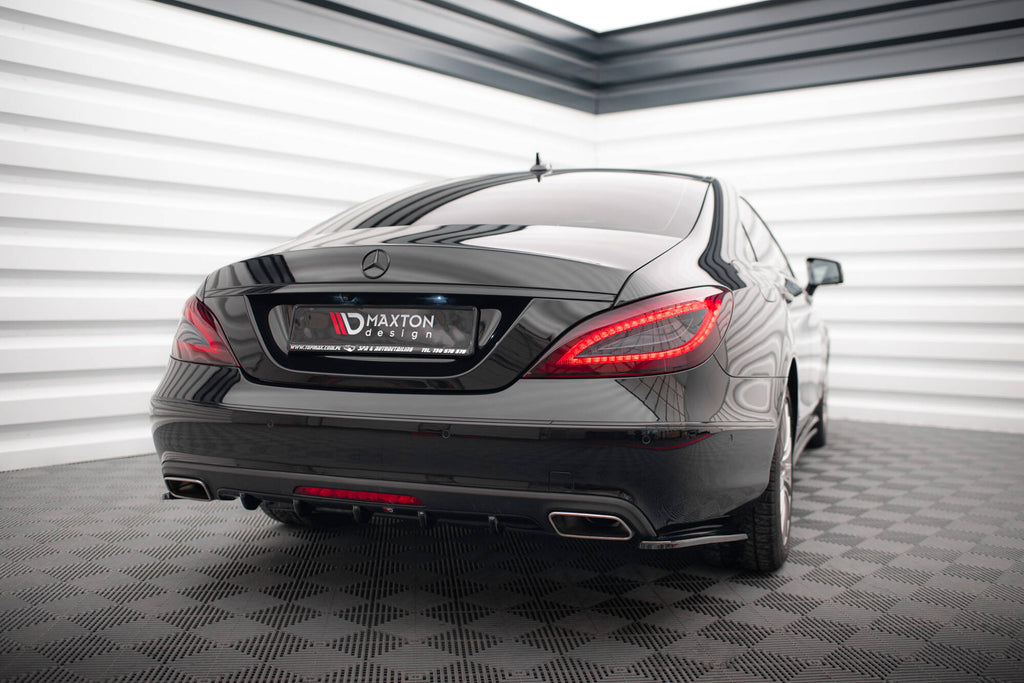 Maxton Design Heck Ansatz Flaps Diffusor passend für Mercedes-Benz CLS C218 schwarz Hochglanz