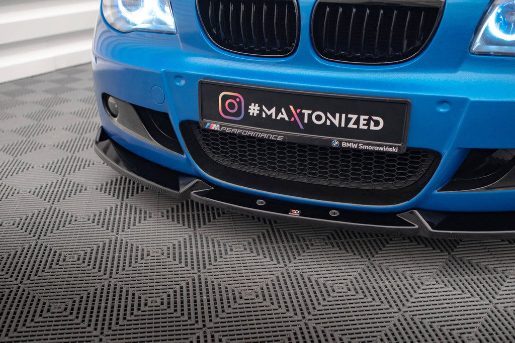 Maxton Design Street+ Spoilerlippe Front Ansatz V.2 passend für BMW 1er M-Paket E87 / E81 Facelift schwarz Hochglanz